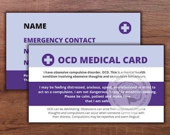 OCD危機カード：メンタルヘルス緊急カード（2枚組）