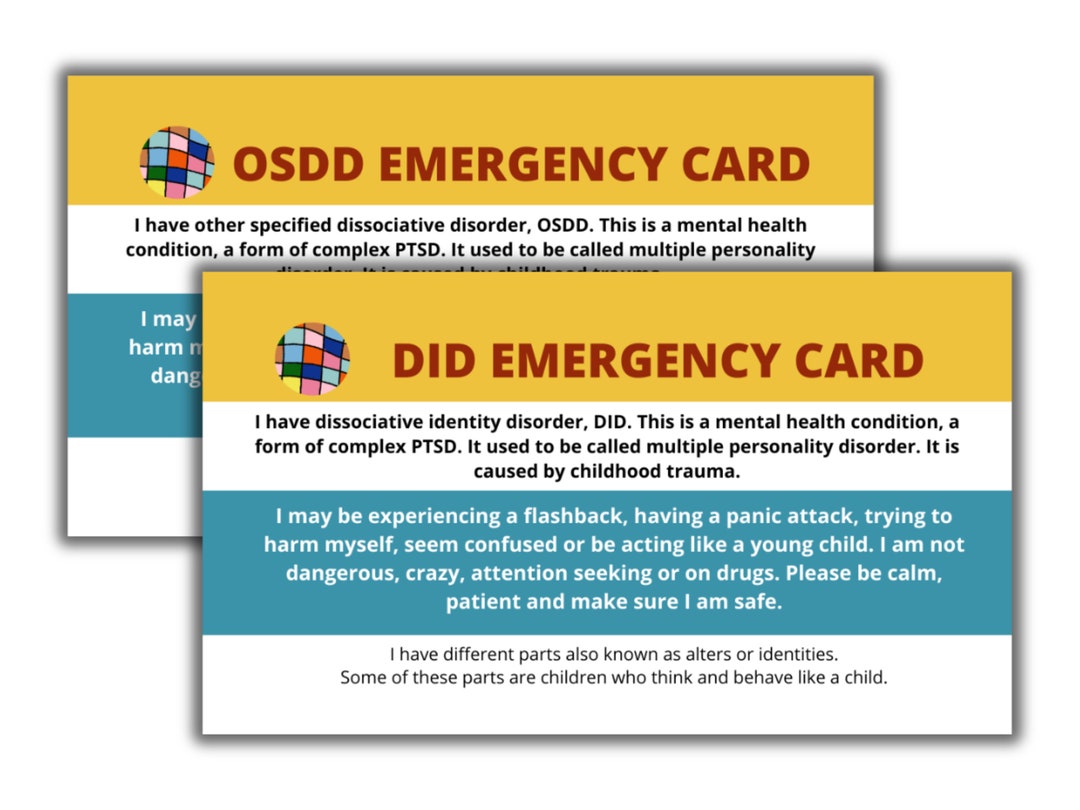 Osdd Test X2 DID/OSDD Medical Cards emergency, Crisis - Etsy Ireland