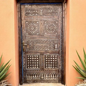 Custom Handmade Moroccan Door,Carved Wooden Entrance Door,Moorish Berber Pattern, Made to Order entryway wood door,custom wood door