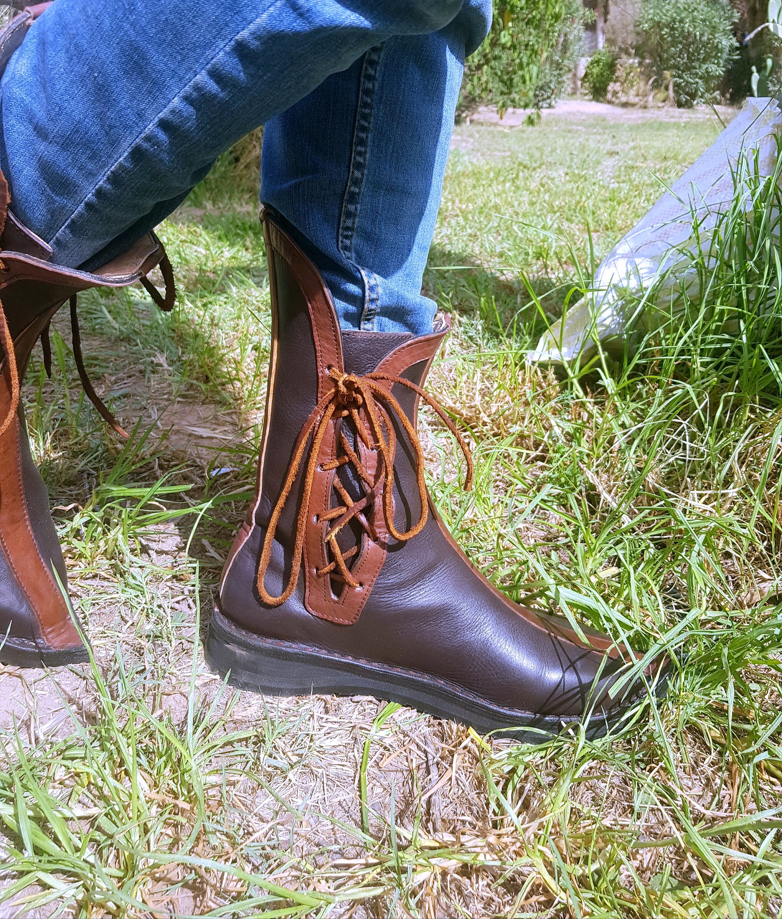 Medieval Handmade Leather Boots Viking Leather Shoes Etsy