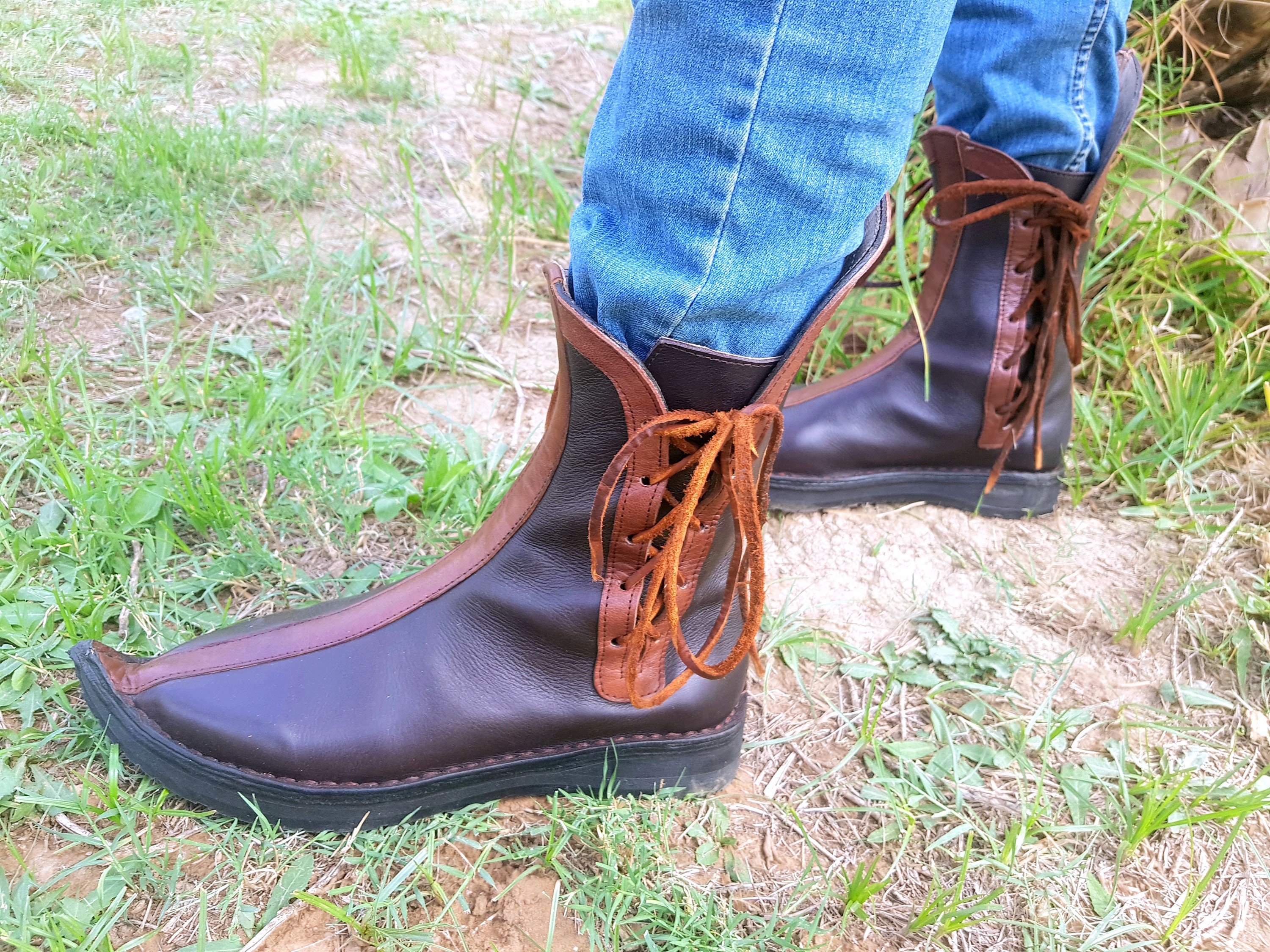 Medieval Handmade Leather Boots, Viking Leather Shoes