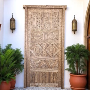 Custom Handmade Moroccan Door,Carved Wooden Entrance Door,Moorish Berber Pattern, Made to Order entryway wood door,custom wood door