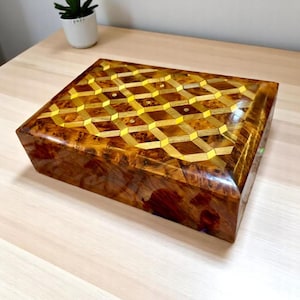Wooden Box Organizer Wedding gift idea, Jewelry Thuya Wooden Box