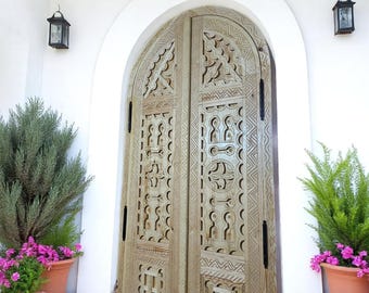 Custom Handmade Moroccan Door,Carved Wooden Entrance Door,Moorish Berber Pattern, Made to Order entryway wood door,custom wood door