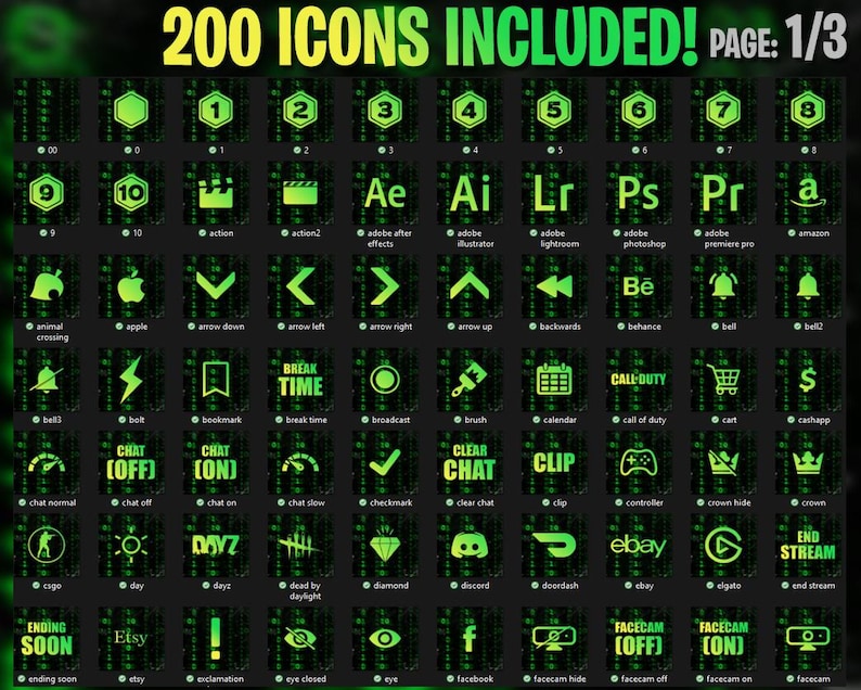 Hacker Stream Deck Icons: Green Elgato Function Buttons (digital ...
