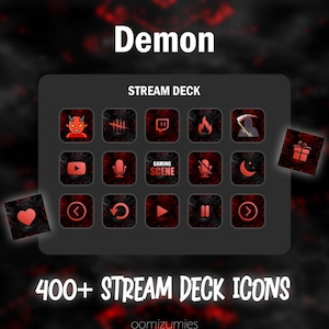 Demon Stream-kortlekikoner | Röda och svarta Elgato-knappar (digital nedladdning)