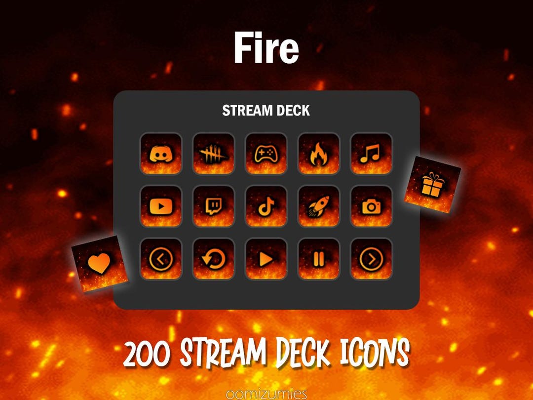 Stream Fire Icon Fire Stream Deck Icons: 200+ Orange Elgato Buttons (digital Download ...