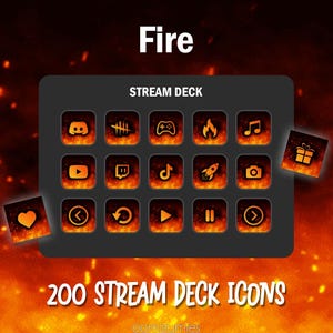 Fire Stream Deck Icons: 200+ Orange Elgato Buttons (Digital Download)