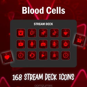 Red Blood Cells ストリームデッキアイコン | 168 個の Elgato ボタン (デジタルダウンロード)