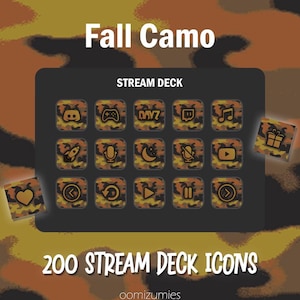 Fall Camo Stream Deck Icons: 200+ Elgato Function Buttons (Digital Download))