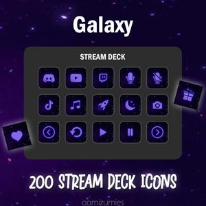Ícones do Stream Deck Galáxia Roxa: 200 Botões Elgato (Download Digital)