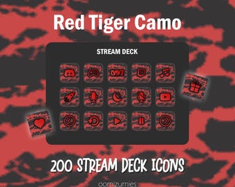 Red Tiger Camo Stream Deck Icons: 200+ Elgato Buttons (Digital Download)