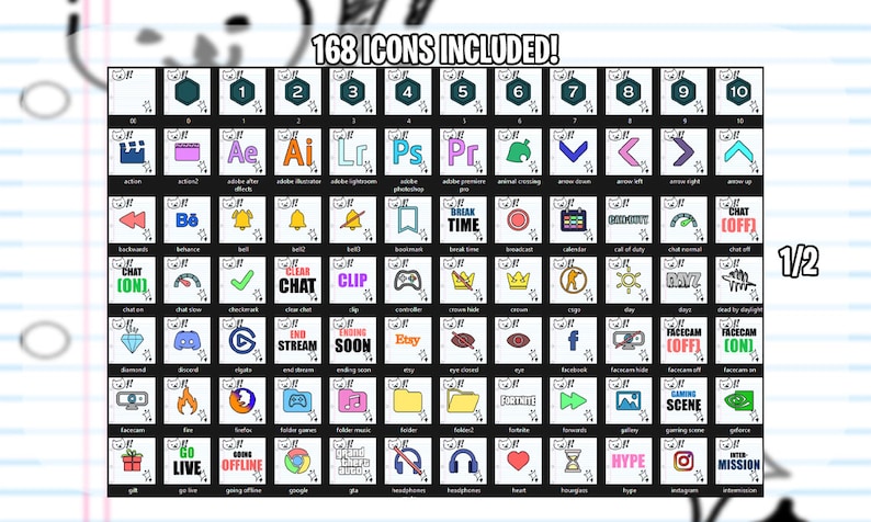 Notebook Stream Deck Icons: 168 Paper Style Buttons (digital Download ...