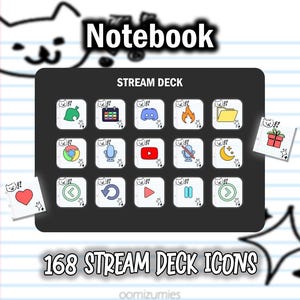 Streamdeck-pictogrammen notebook: 168 papieren stijlknoppen (digitale download)