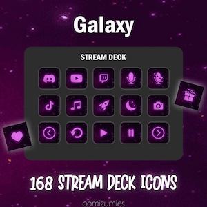 Icônes Pink Galaxy Stream Deck : 168 boutons Elgato (téléchargement numérique)