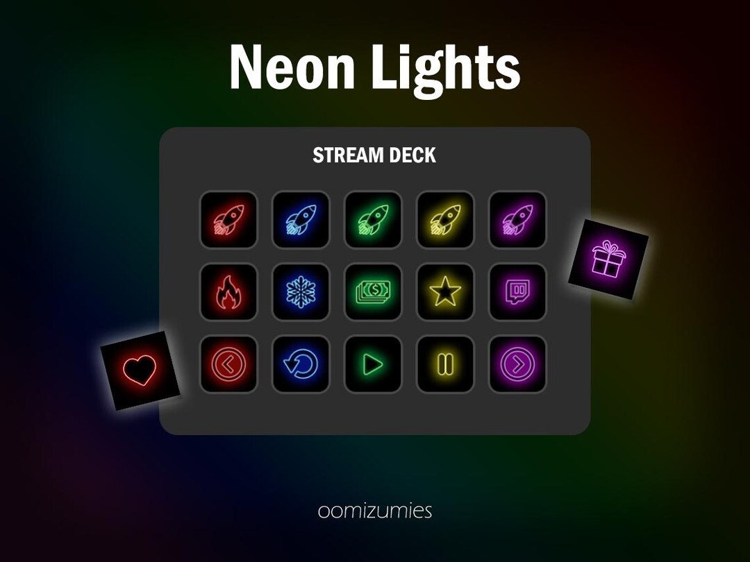 Neon Lights Stream Deck Icons | Colorful Stream Deck Buttons | 1000 ...