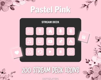 Pink Stream Deck Icons: 200 Simple Elgato Buttons (Digital Download)
