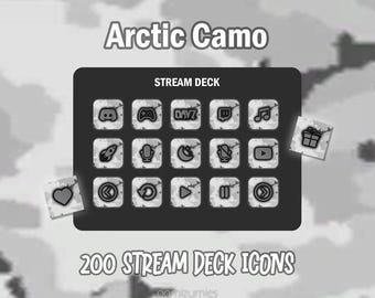 Arctic Camo Stream-däckikoner: 200 Elgato-funktionsknappar (digital nedladdning)