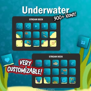 Underwater Stream Deck Icons: Ocean Theme, 900+ Customizable PNGs (Digital Download)