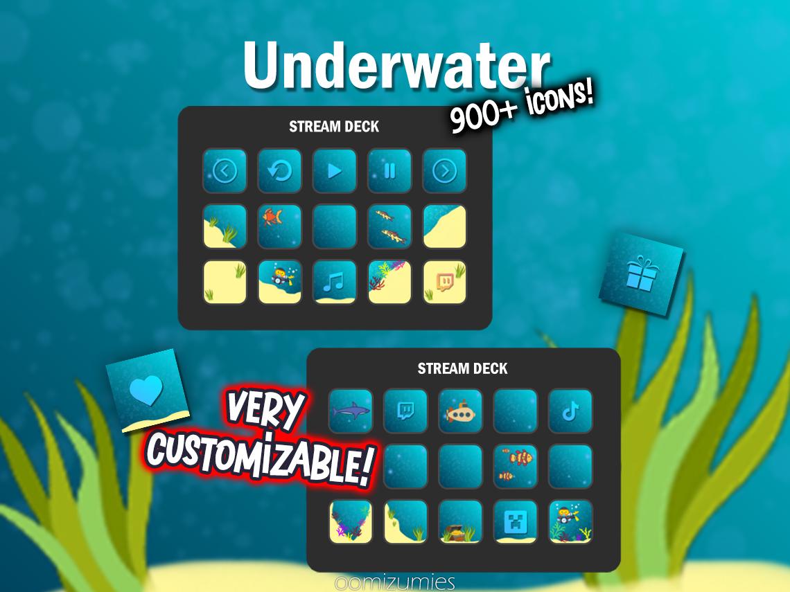 Underwater Stream Deck Icons: Ocean Theme, 900+ Customizable PNGs (Digital Download)