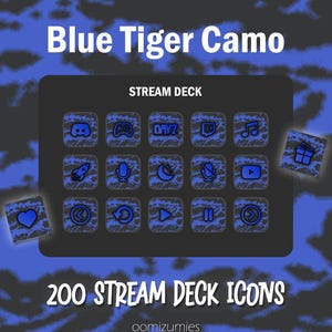 Blue Tiger Camo Stream Deck-pictogrammen: 200+ Elgato-knoppen (digitale download)