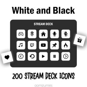 Black and White Stream Deck Icons: 200+ Elgato Function Buttons (Digital Download)