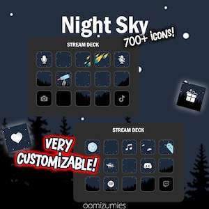 Icone Night Sky Stream Deck: tema spaziale, oltre 700 PNG personalizzabili (download digitale)