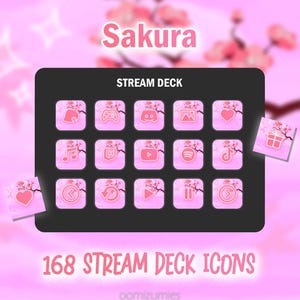 Icônes roses Sakura Stream Deck : 168 boutons Elgato (téléchargement numérique)