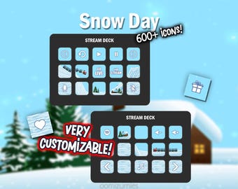Christmas Stream Deck Icons: Snow Day Collection (600+ Customizable PNGs) (Digital Download