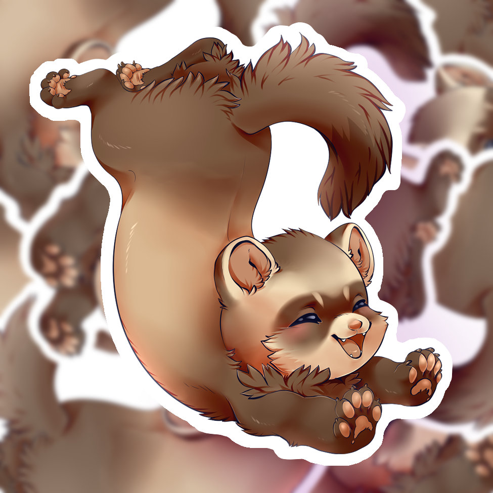 cute ferret animal chibi baby matt satin vinyl 3