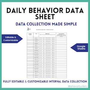 Customizable Interval Behavior Data Sheet | Data Collection Made Simple image 1
