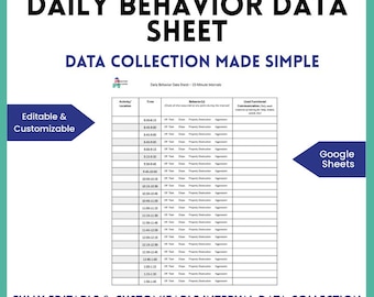 Customizable Interval Behavior Data Sheet | Data Collection Made Simple