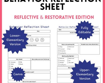 Verhaltensreflexionsblatt | Reflective & Restorative Edition (vollständig bearbeitbar)