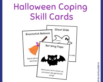Tarjetas de estrategias de afrontamiento y regulación para Halloween para niños / Herramientas para el hogar y la escuela