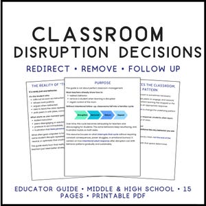 Classroom Disruption Decisions | Teacher Guide for Managing Disruptive Behavior (Middle & High School) PDF