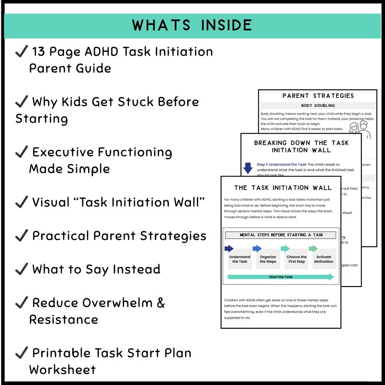 ADHD Task Initiation Parent Guide | Executive Functioning Strategies ...