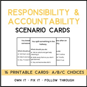 Responsibility Scenario Cards (16) | Decision Making & Problem Solving Scenarios | Social Skills | Printable PDF