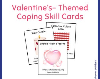 Tarjetas de habilidades de afrontamiento con temática de San Valentín / 16 estrategias de regulación imprimibles