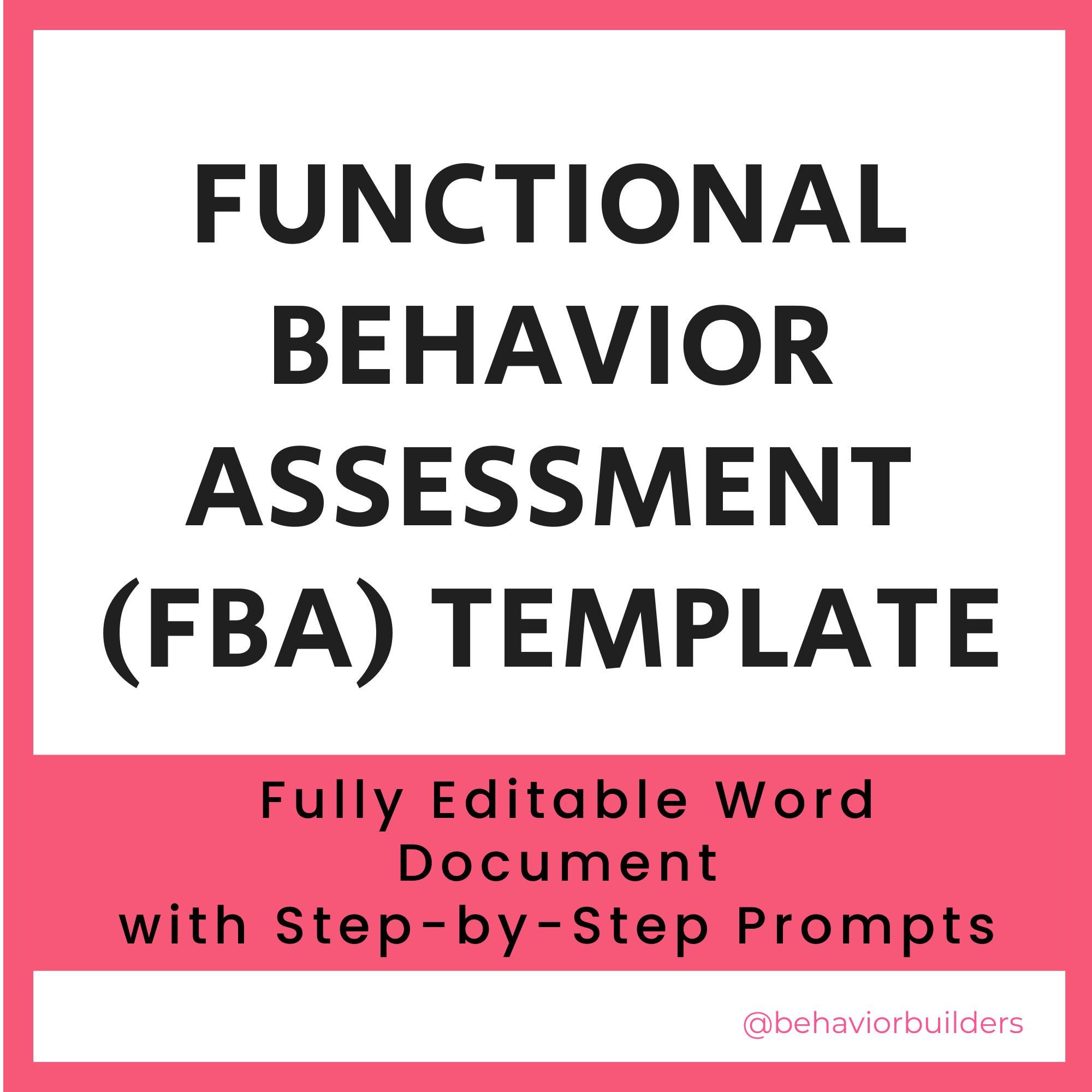 Editable Functional Behavior Assessment (FBA) Template | Bcba-designed ...