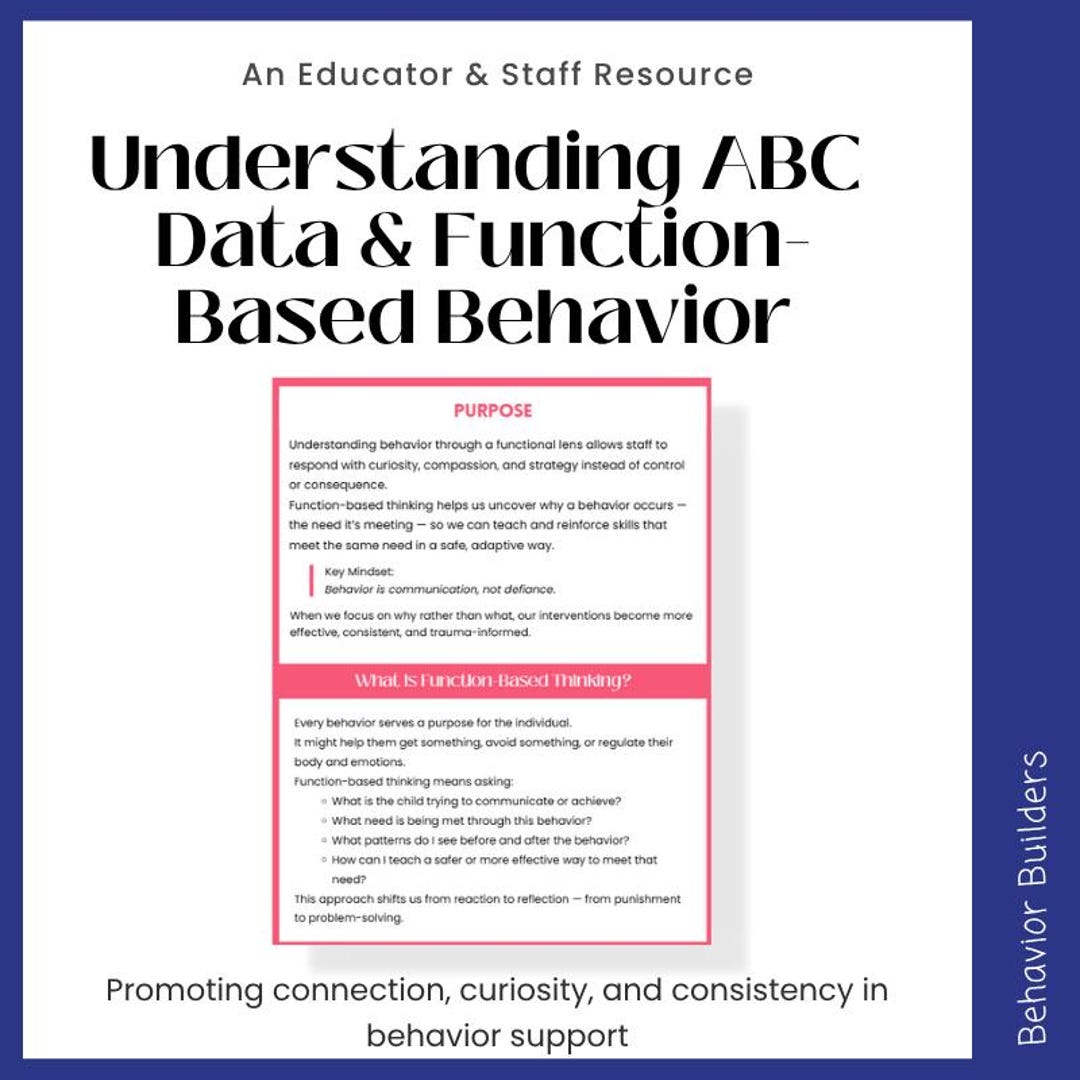 Understanding ABC Data & Function-based Behavior L Educator Resource - Etsy