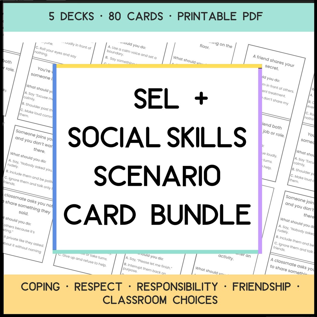 Social Skills Scenario Cards | 120 SEL Problem-solving Task Cards ...