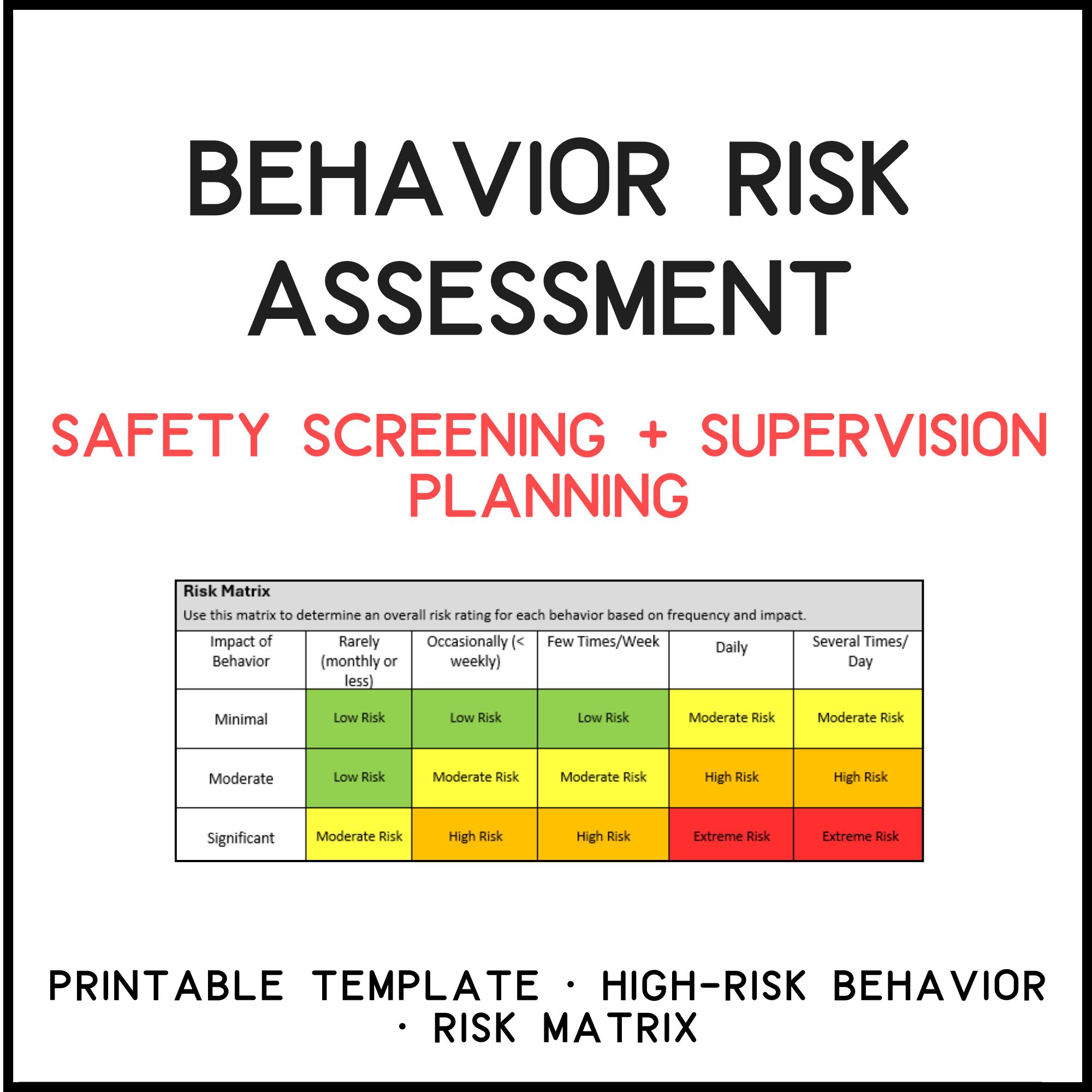 Behavior Risk Assessment Form | Risk Screening + Safety Planning ...