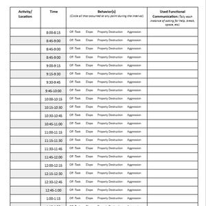 Customizable Interval Behavior Data Sheet | Data Collection Made Simple image 2