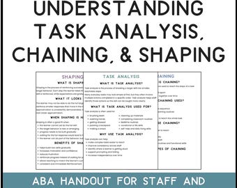 Task Analysis, Chaining, & Shaping | ABA Handout for Staff and Paraprofessionals