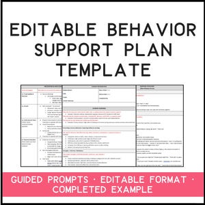 Plantilla de Plan de Intervención Conductual (BIP) / Documento de Word editable con indicaciones + Ejemplo completo
