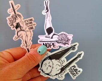 Blooper STICKER PACK - Holographic Effect Pastel Collection - Funny Aerial Arts - Yoga - Pole Dance - Gift