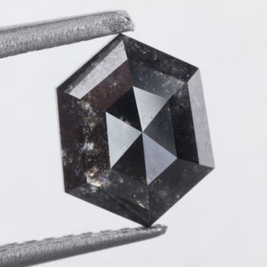 1.47 CT 8.19 X 6.44 MM Natural Loose Diamond | Salt and Pepper Diamond | Hexagon Shape | Brilliant Cut | Minimal Diamond | Engagement Ring.