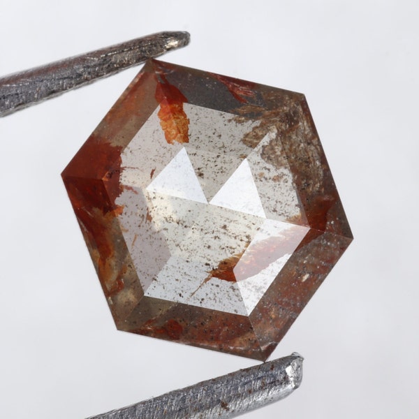 0.97 CT 7.95 X 6.33 MM Natural Loose Diamond | Salt and Pepper Diamond | Hexagon Shape | Brilliant cut | Minimal Diamond | Engagement Ring.