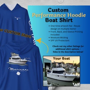 Custom Boat Image Performance Hoodie – Personalized UV Protection Boating Gift