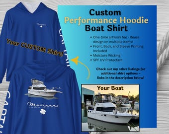 Custom Boat Image Performance Hoodie – Personalized UV Protection Boating Gift